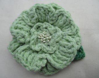 Crocheted flower corsage brooch