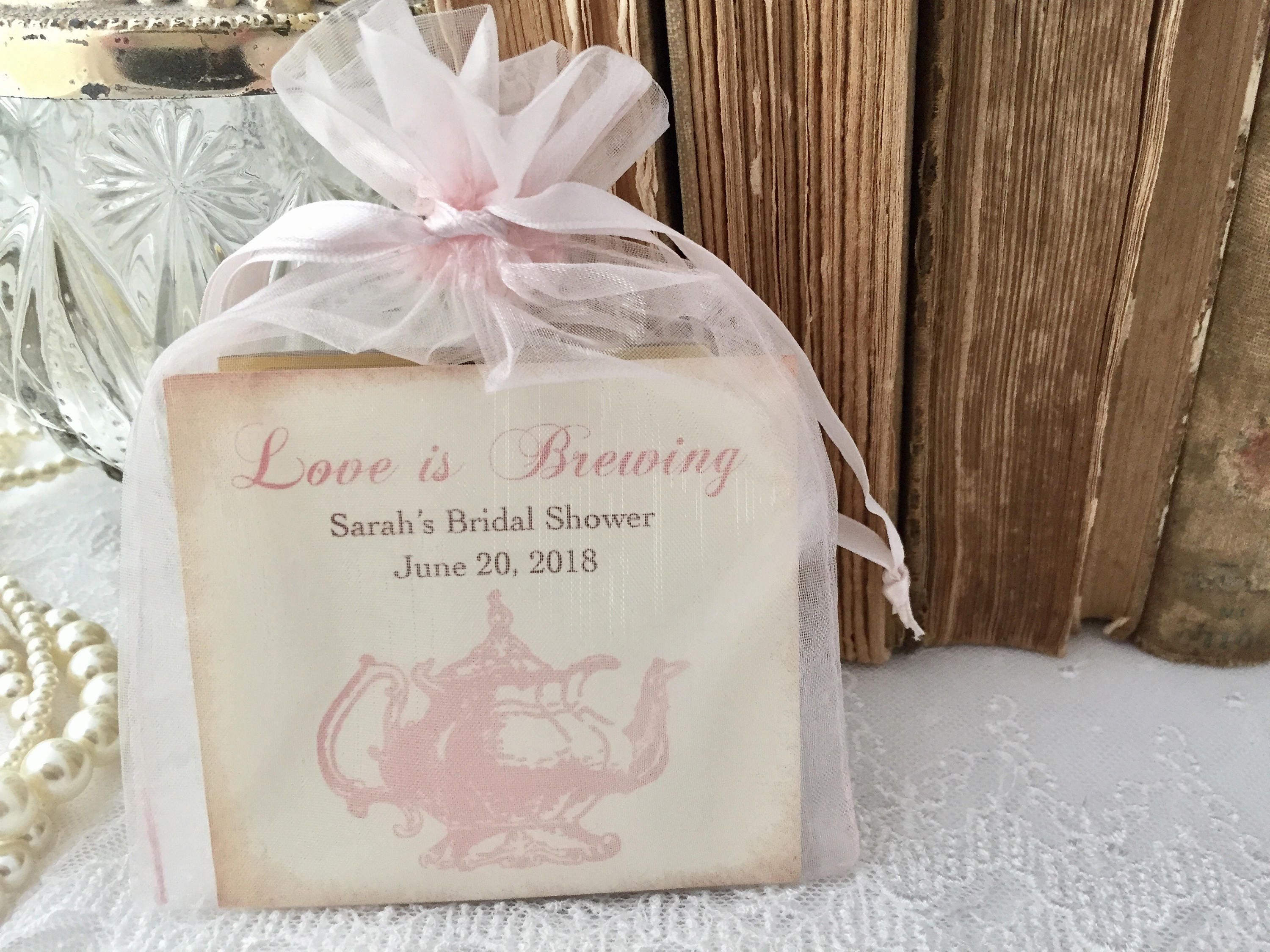 Tea Party Favors Pink Bridal Shower Favors Love is Brewing