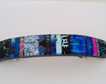 Large Dichroic glass hair barrette.