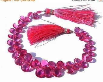 50% Off Sale 1/2 Strand Outrageous AAA Rubelite Pink Quartz Faceted Pear Briolettes Size - 9x6 - 12x8mm approx