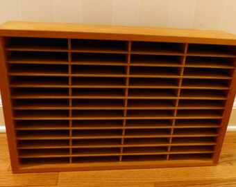 Vintage Napa Valley Company Wood Box Rack Storage Cassette Ink Pads - 48 Slots Shelf
