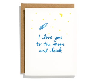 I Love You To The Moon - Letterpress Love Card - CL220