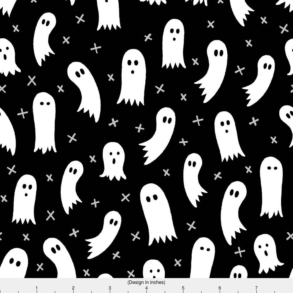 Ghosts Fabric Halloween Ghosts Black By Jaymehennel Ghost