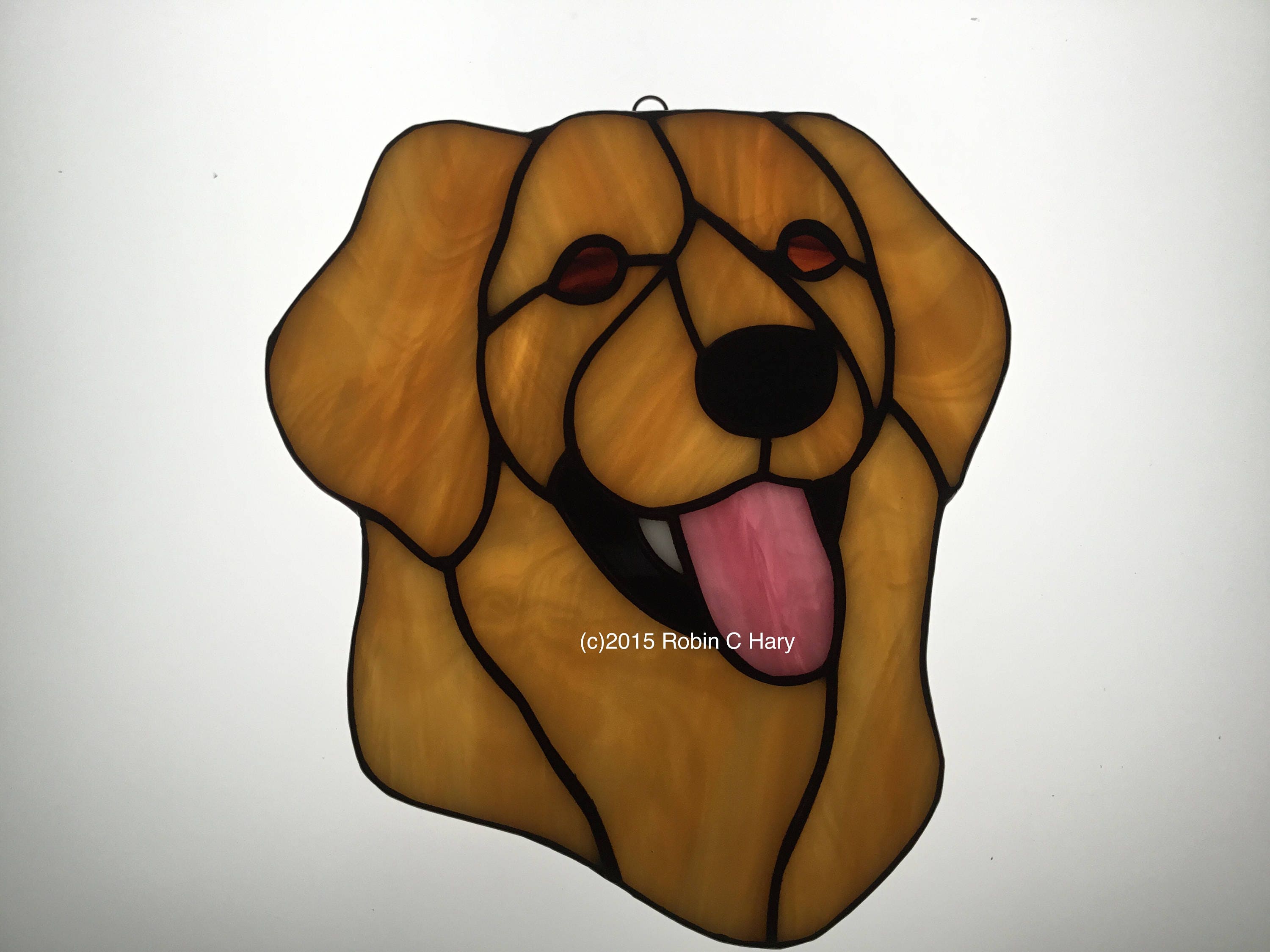 Golden Retriever suncatcher in Stained Glass