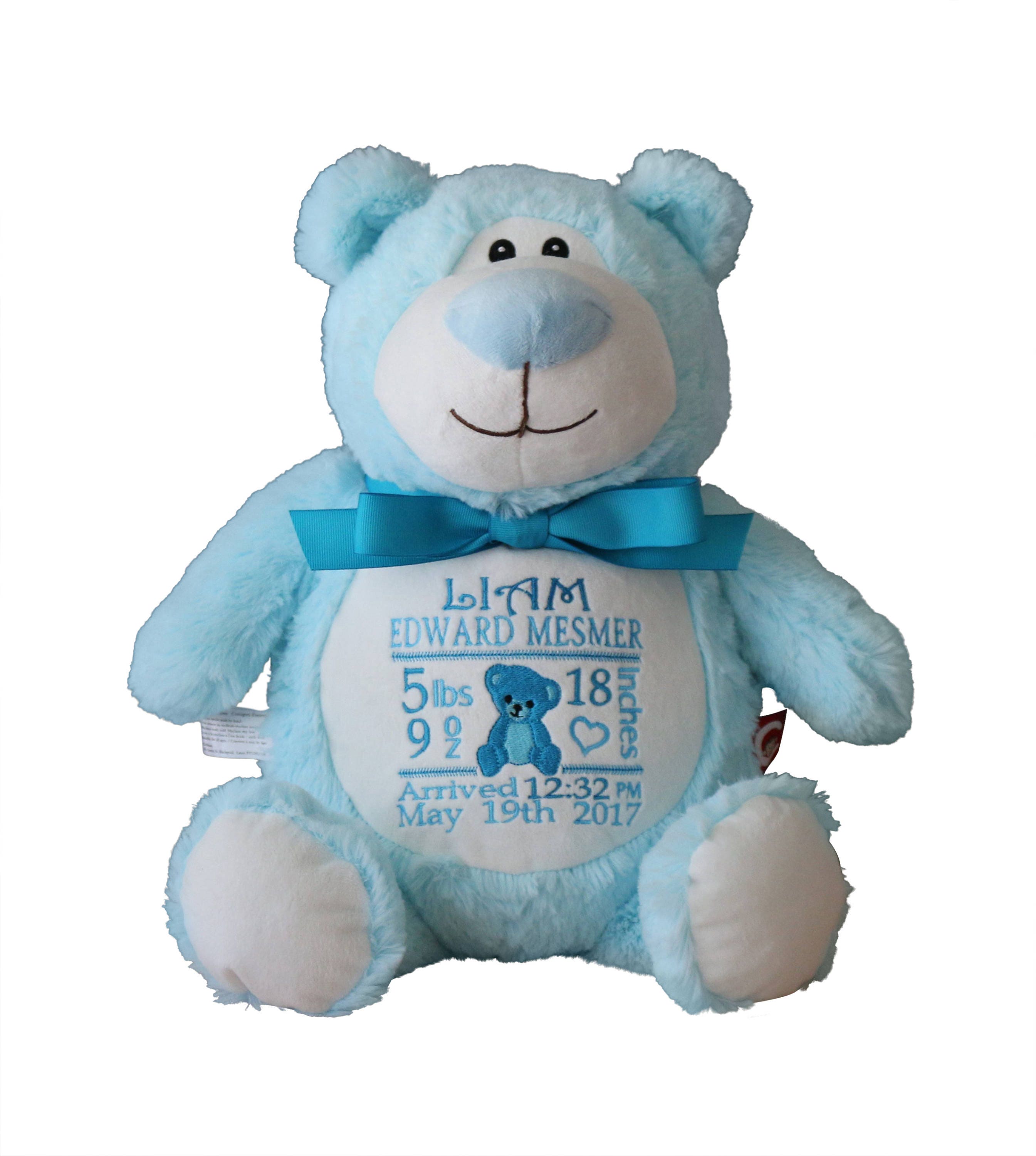 Personalized Birth Announcement Bear Stuffed Animal