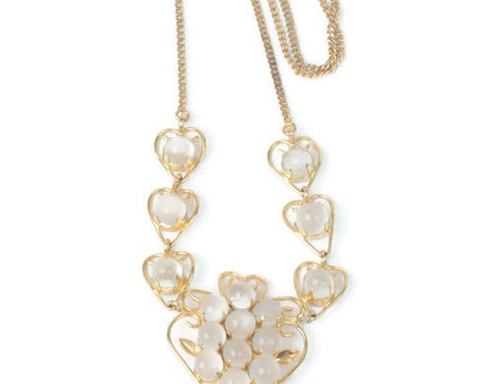 Moonstone Necklace Heart Design Wedding Jewelry Bride Prom Vintage