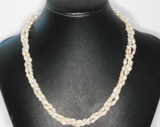 Three Strand Freshwater Pearl Necklace Vintage Wedding Special Occasion