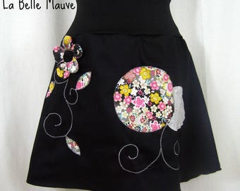 Jupe Chihiro fleurs japonaises et fleur en relief