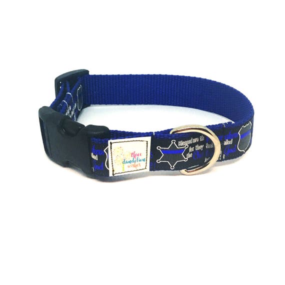 USDR Thin Blue Line Print 1 Inch Dog Collar LEO