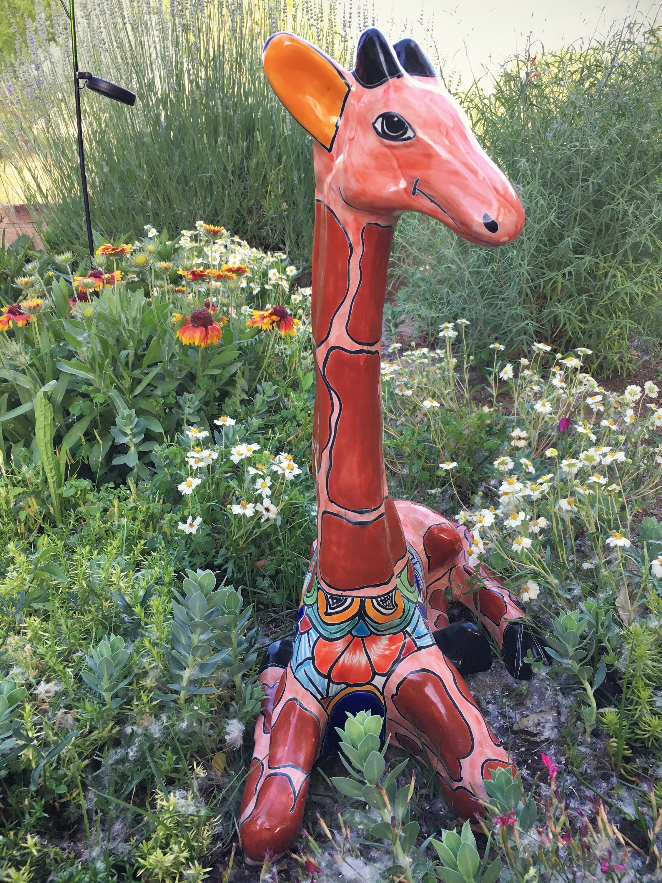 Huge vintage Talavera pottery giraffe statue, Mexican pottery, ceramics