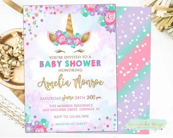 Unicorn Baby Shower Invitations 5