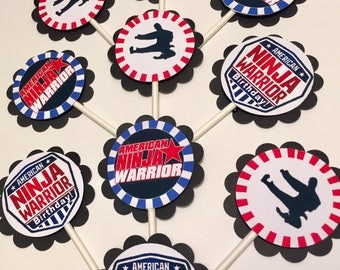 30 American Ninja Warrior Birthday Dimensional Cupcake Toppers *Ready to Ship*