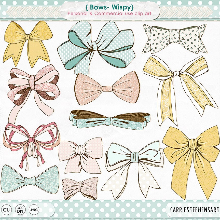 Bow Clip Art, Baby Shower Images, Ribbon Digital Graphics, Tied Pink