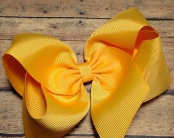 SALE Yellow Gold Big 8 Inch Twisted Boutique Bow Bright Yellow Bow