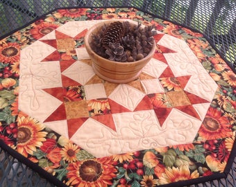 Sunkissed Autumn 27 inch quilted table centerpiece in fall colors