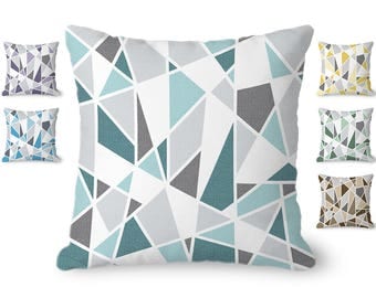 Teal and gray pillow cover, modern throw pillow cover, geometric pillow, abstract pillow, decorative pillow, 14, 16, 18 and 20 inch