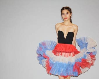 FLASH SALE - Vintage Red White and Blue Crinoline - Vintage 50s Crinoline Tutu - Vintage Petticoats - Wb0421