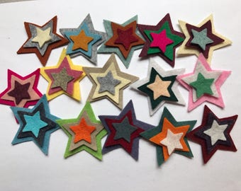 Wool Felt Star Die Cut 45 ct. - Sizes 1 - 2" Random Colored 4126 - Kids Crafts - Crafting Supply - Felt Board - Arts and Crafts - DIY Felt -