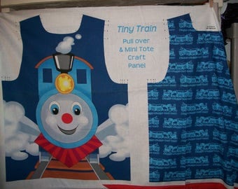TINY TRAIN Pullover COSTUME and Mini Tote fabric craft Panel to cut and sew