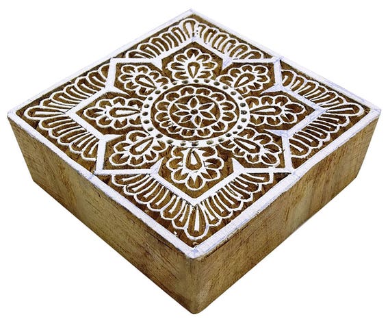 Indian Art Wood Craft Handcarved Wooden Block Traditional