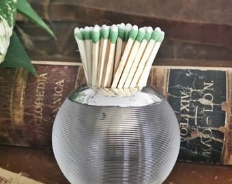 Antique 1900 English Sterling Silver and Glass Match Striker