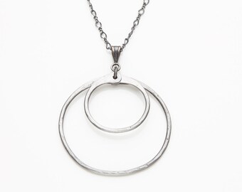 6th Anniversary Gift For Her Iron Two Circles Necklace Hammered 6th Anniversary Gift For Her Iron Two Circles Necklace Hammered