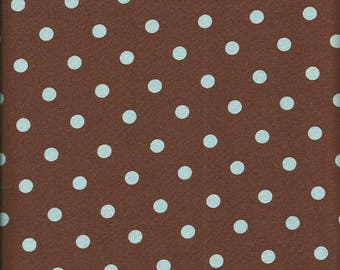 Robert Kaufman Brown with Blue Polka Dot Fabric (2 yards)