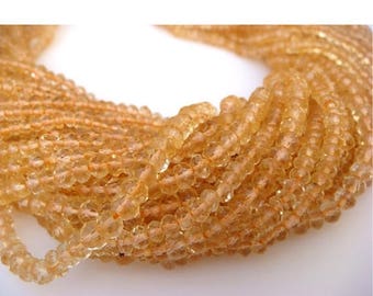 ON SALE 50% Wholesale Citrine Lot - Citrine Micro Faceted Rondelles - 3mm Each - 5 Strands - 13 Inches Each