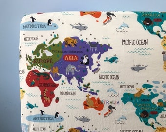 Map Baby Bedding, Baby Fitted Crib Sheet, Changing Pad Cover, World Map Bedding, Adventure Nursery, Map Crib Sheet, Travel Baby Bedding