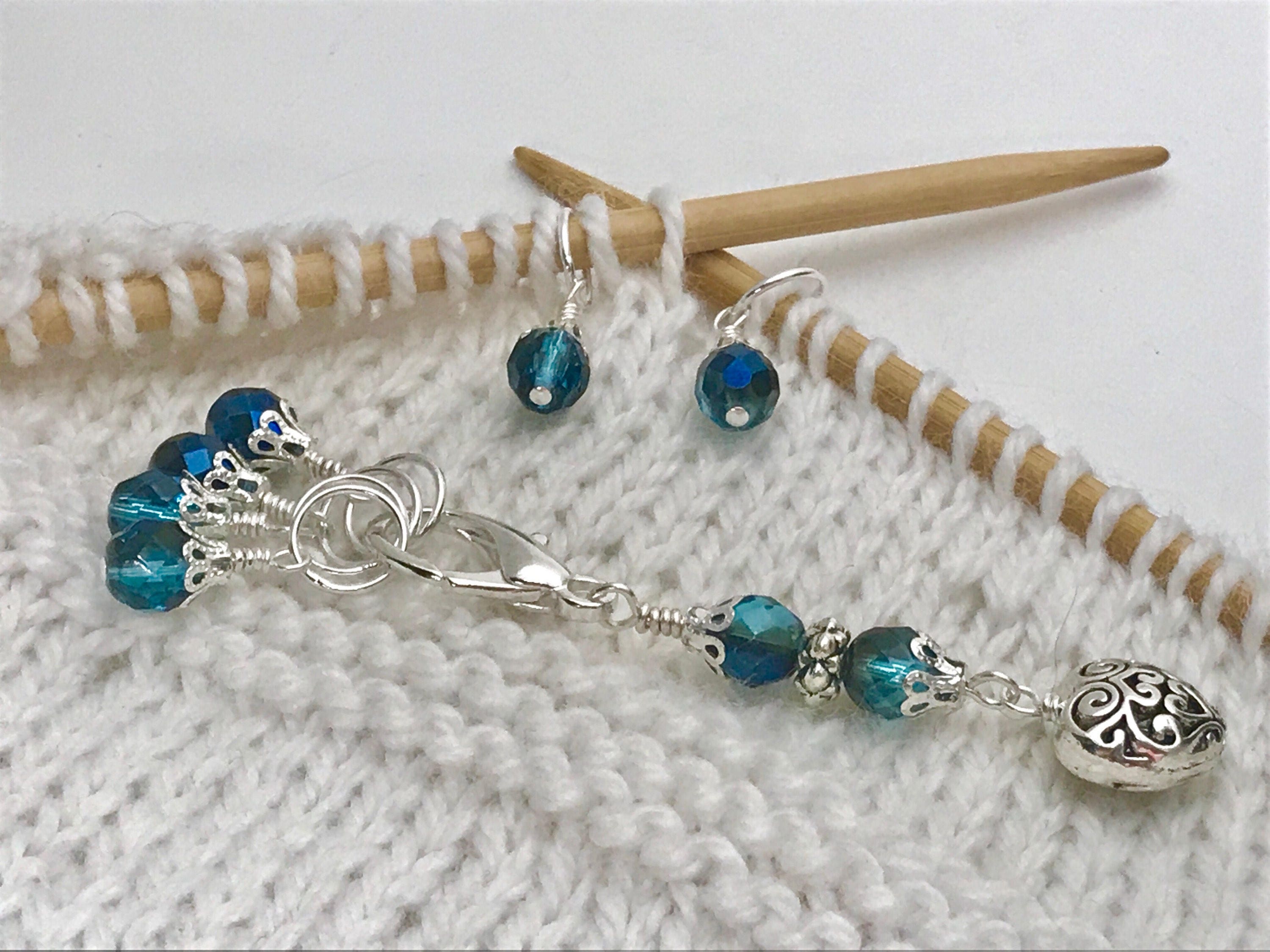 Heart Stitch Marker Holder & Teal Snag Free Stitch Markers
