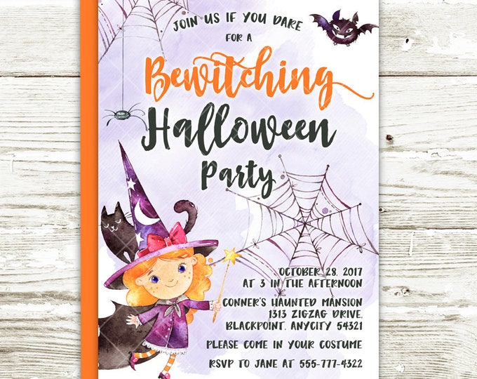 Halloween Witches Party Invitation, Witches Halloween Costume Party, Bewitching Halloween Party Printable Invitation