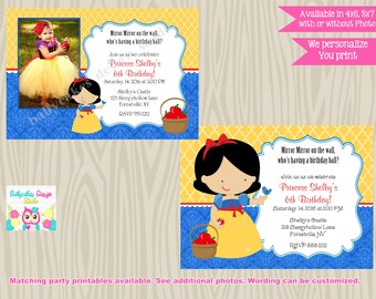 Snow White Invitation snow white birthday invitation snow white invite photo picture printable DIY digital