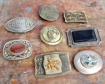 8 Vintage Belt Buckles / Limited Editions / Capt Hawks, Great American Buckle / Numbered / Wear or Re-Sale (DR4)