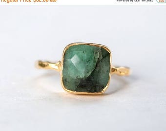 40 OFF - Raw Emerald Ring - May Birthstone Ring - Gemstone Ring - Stacking Ring - Gold Ring - Stacking Ring