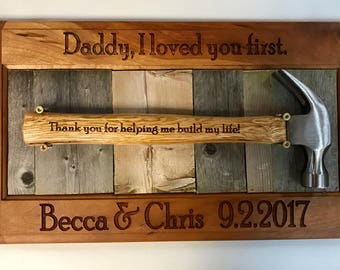 Engraved Mounted Hammer on Plaque, Customize for Dad, Groomsmen or Father of the Bride or Groom