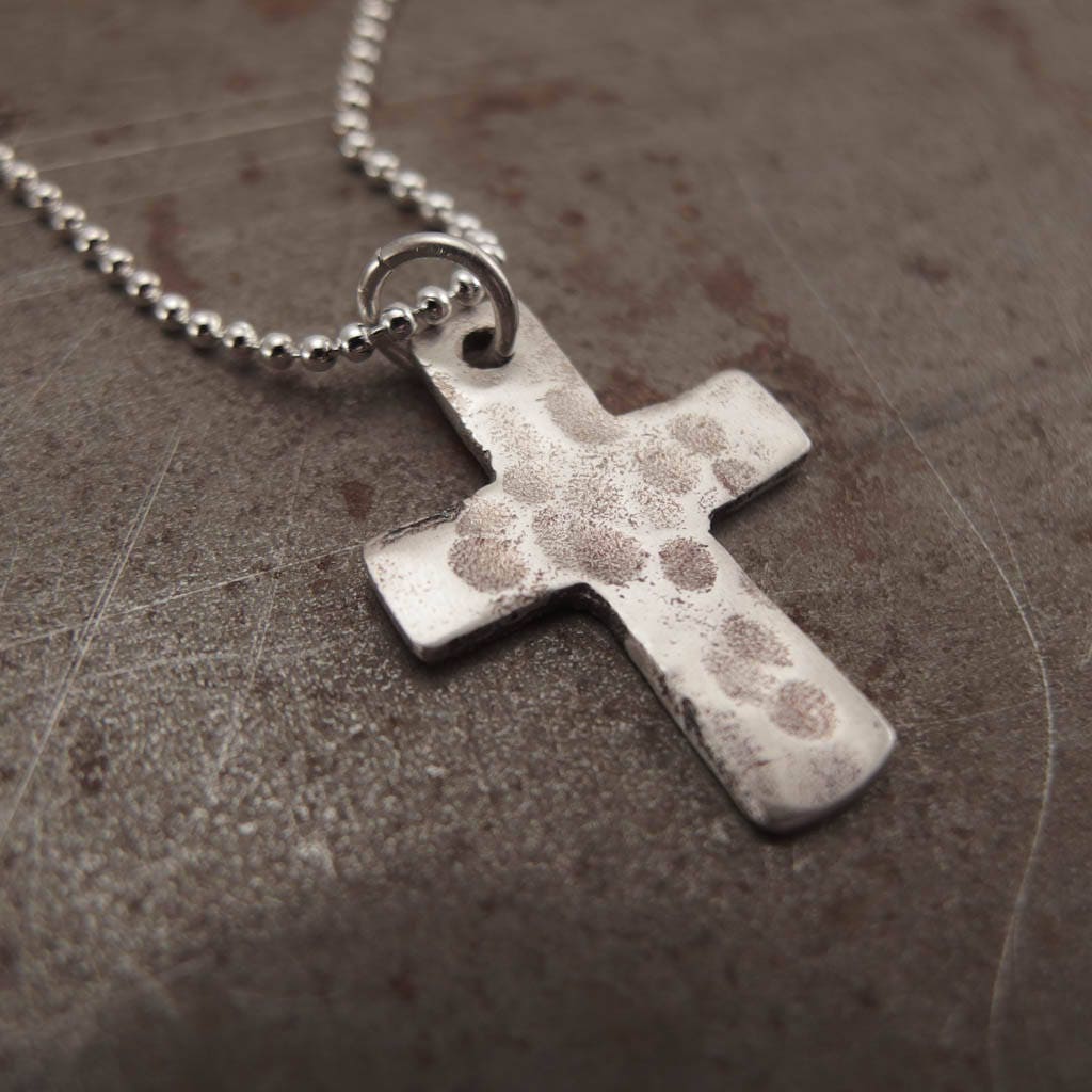 Small Sterling Silver Christian Cross Pendant Necklace
