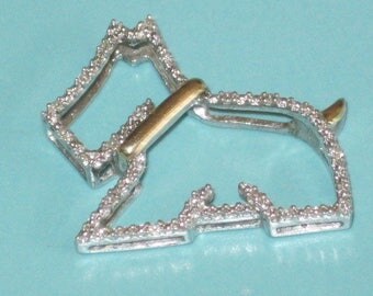 Sterling Silver 14K Gold Diamond Scottish Terrier Dog Slide Charm Pendant Scotty Scottie