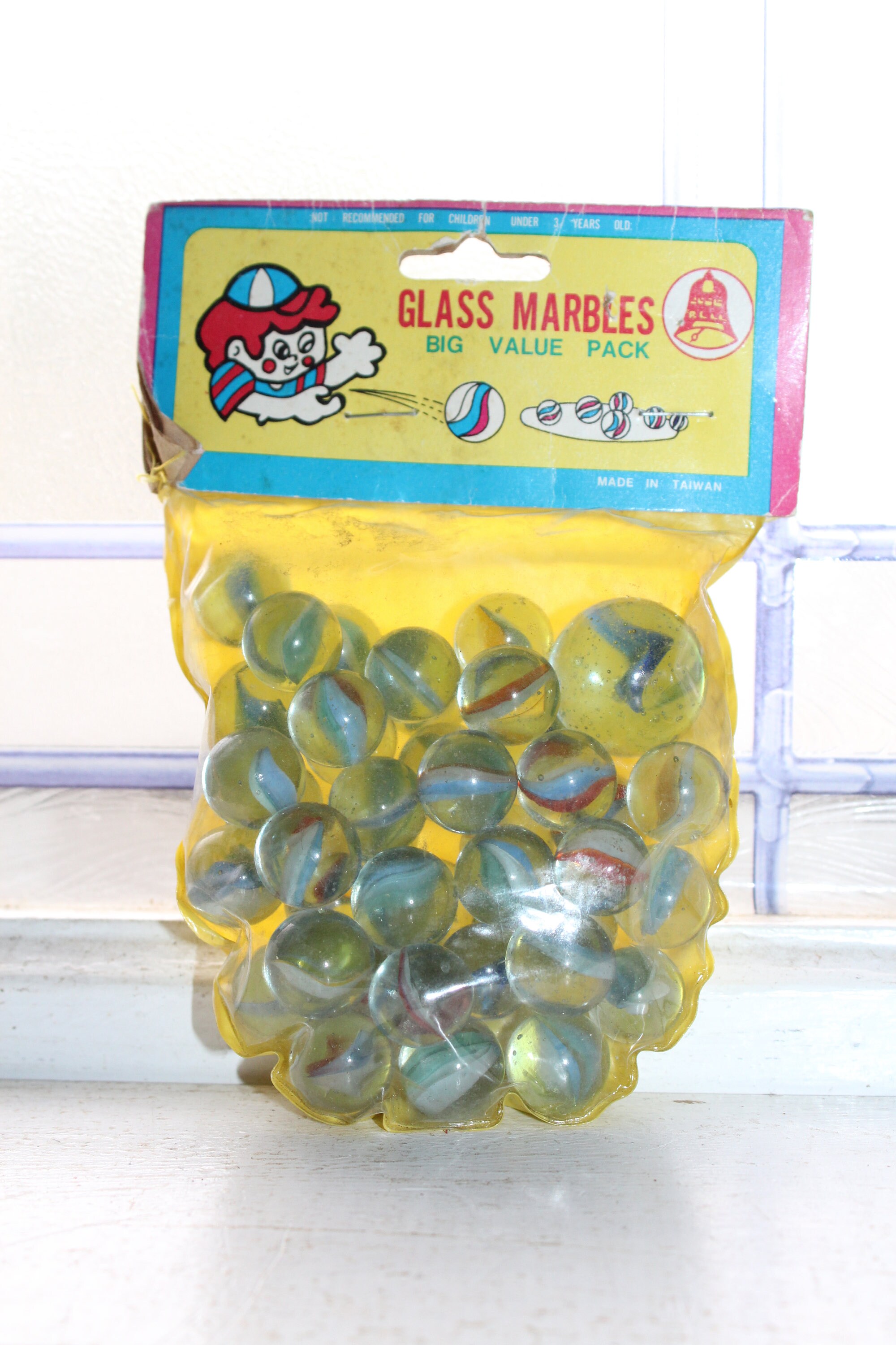 Vintage 1960s Glass Cat Eye Marbles In Bag