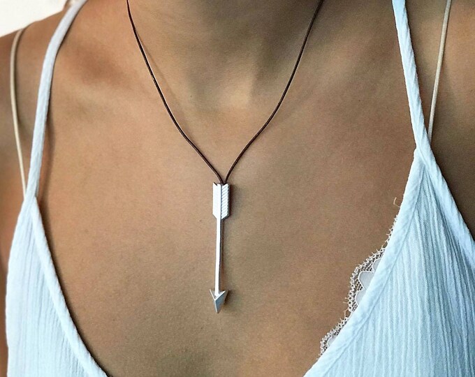 Arrow choker, Silver Arrow Choker, Arrow necklace, Choker necklace, Choker for women, Necklace for women, leather choker, leather necklace