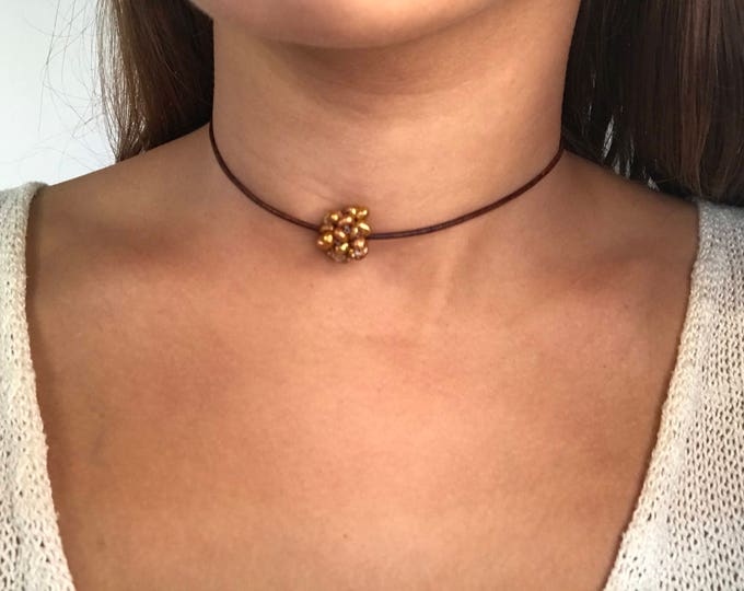 Pearl choker, pearl necklace, leather Choker, leather necklace, women choker, Choker for Women, pearl leather Choker, pearl necklace