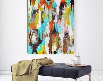 Shining, Extra Large Abstract Colorful Canvas Art Print up to 78" by Irena Orlov
