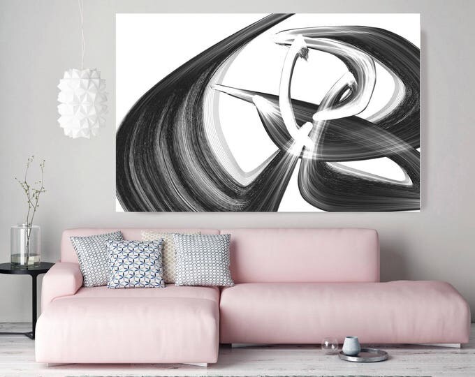 All over again. Abstract Black and White, Unique Abstract Wall Decor, Large Contemporary Canvas Art Print up to 72" by Irena Orlov