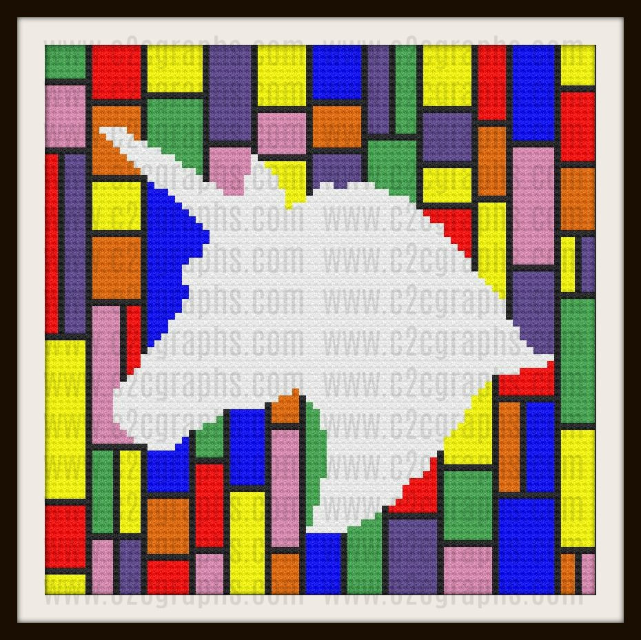 Unicorn Afghan Crochet Pattern, Unicorn C2C Graph, Stained Glass