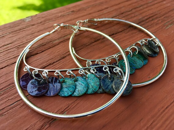 Sterling Silver Mussel Shell Hoop Earrings
