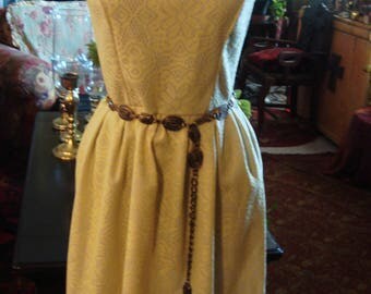 Vintage Yellow and White Lace Sleeveless Dress