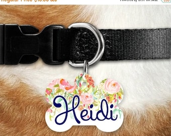 SALE Personalized Dog Tag ~ Custom Floral Pet ID Tag ~ Floral Dog Tag ~ Floral Cat Tag ~ Floral Pet Collar ~ Custom Dog Tag ~ Custom Cat ID
