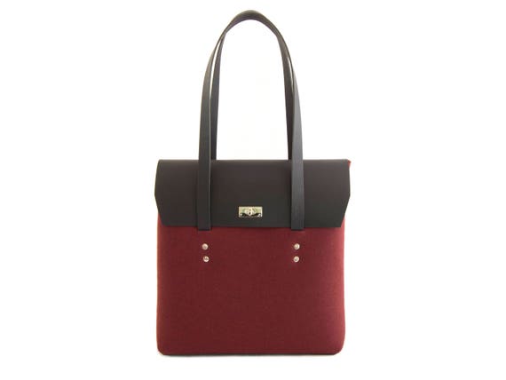 CUSTOM ORDER- Felt and leather large shoulder bag
