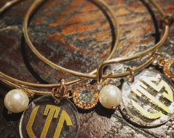 Personalized bracelet - monogrammed bracelet - monogram bracelet - gold bracelet - charm bracelet - bracelet - mothers jewelry