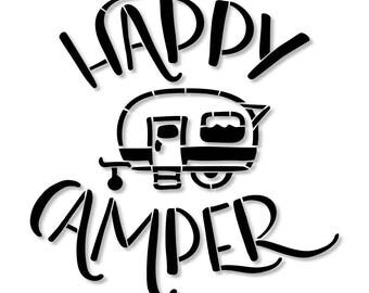 Happy Camper Stencil Wood Sign Wall Decor Painting Happy Camper Stencil Wood Sign Wall Decor Painting