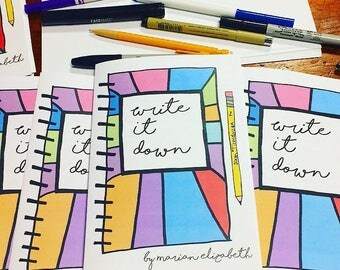 Write It Down 2017 Art Zine: Advice for writers looking for writing tips, creative writing advice, diary tips, creativity, and journal tips
